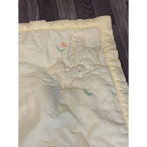 Homemade Baby comforter Quilt Crib Bedding Yellow Vintage Animals - Picture 7 of 12